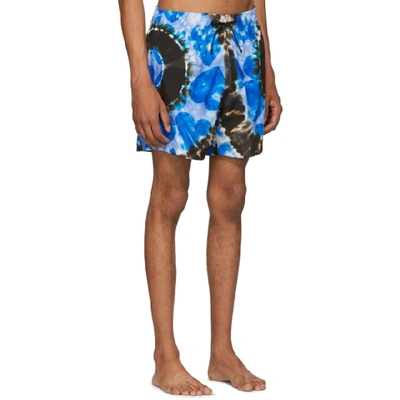 Shop Amiri Blue Hearts Tie-dye Swim Shorts In Bht