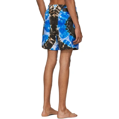 Shop Amiri Blue Hearts Tie-dye Swim Shorts In Bht