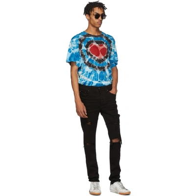 Shop Amiri Blue Hearts Tie-dye Tee In Bht