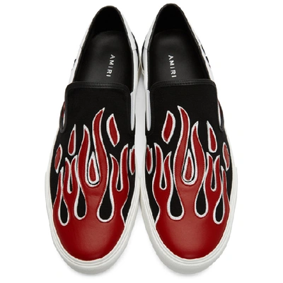 Shop Amiri Black And White Flame Slip-on Sneakers In Bwr