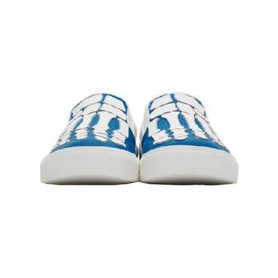 Shop Amiri Blue And White Bones Slip-on Sneakers In Bte