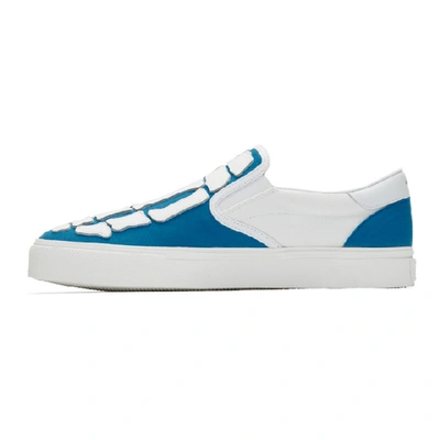Shop Amiri Blue And White Bones Slip-on Sneakers In Bte