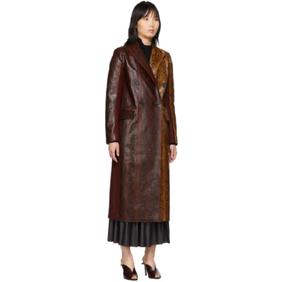 Shop Givenchy Burgundy Python Leather Coat