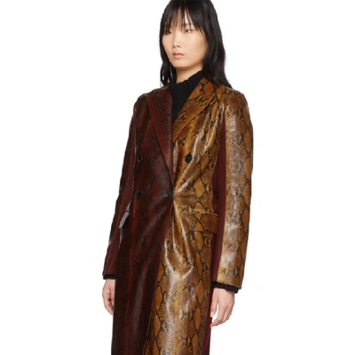 Shop Givenchy Burgundy Python Leather Coat