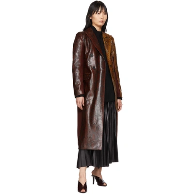 Shop Givenchy Burgundy Python Leather Coat