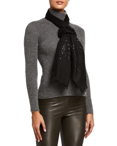 Shop Sofia Cashmere Lightweight Sequins Cashmere Wrap In Black