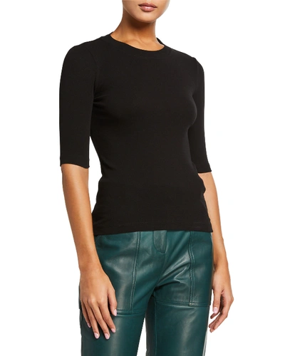 Shop Rosetta Getty Cotton Cropped-sleeve T-shirt In Black