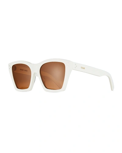 Shop Celine Square Acetate Polarized Sunglasses In White