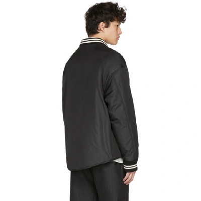 Shop 424 Black Varsity Bomber Jacket In Blk Black