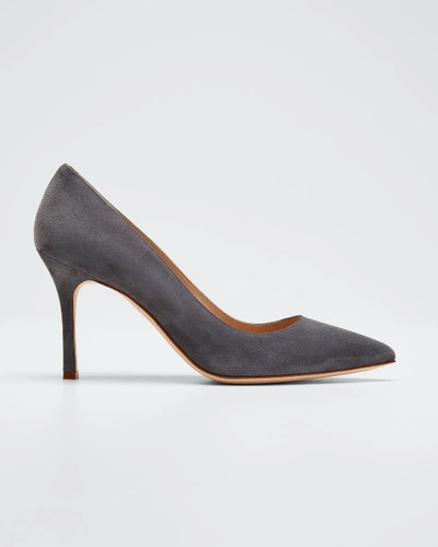 Shop Manolo Blahnik Bb Suede Pointed Pump In Gray