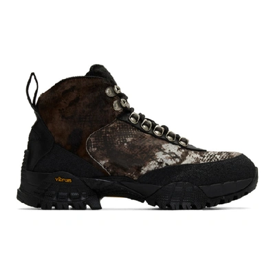 Shop Alyx 1017  9sm Brown And Black Hiking Boots In Camo/black