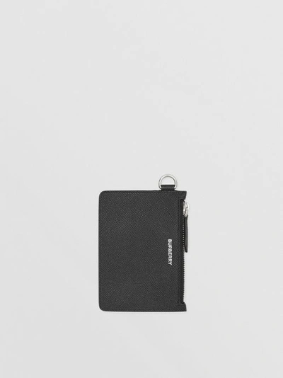 Shop Burberry Grainy Leather Zip Coin Case In Black