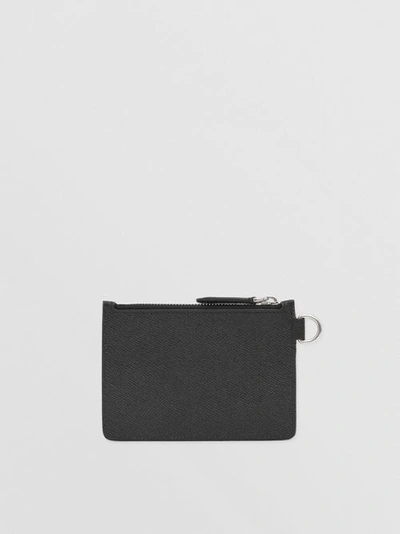 Shop Burberry Grainy Leather Zip Coin Case In Black