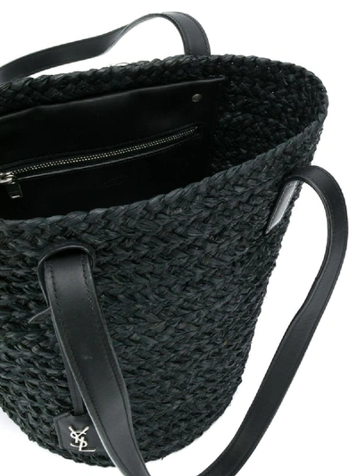 Shop Saint Laurent Monogram Small Panier Leather Bag In Black