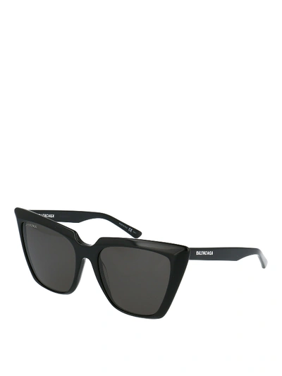 Shop Balenciaga Black Squared Cat-eye Sunglasses