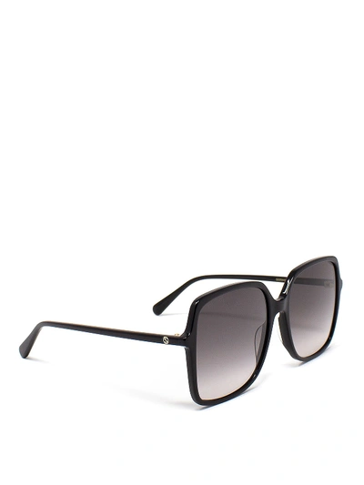 Shop Gucci Black Squared Oversized Sunglasses