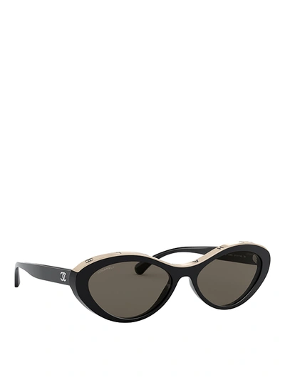 Pre-owned Chanel Black Cat Eye Sunglasses