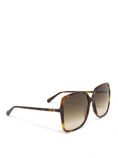Shop Gucci Squared Oversized Sunglasses In Brown