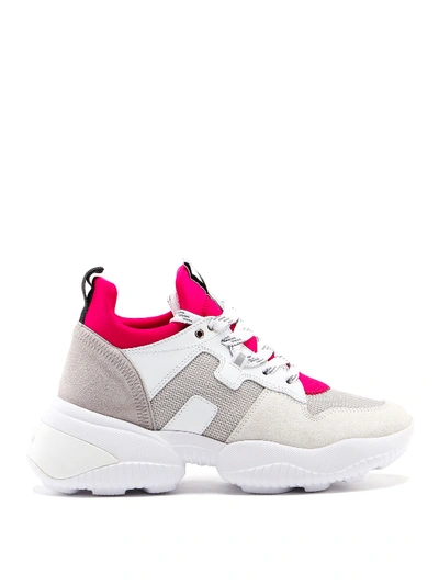 Shop Hogan Interaction Fuchsia Tongue Sneakers In White