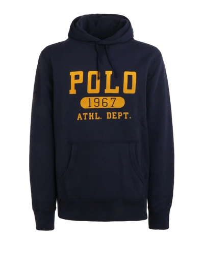 Shop Polo Ralph Lauren Flock Logo Hoodie In Blue