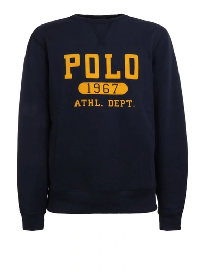 Shop Polo Ralph Lauren Flock Logo Sweatshirt In Blue