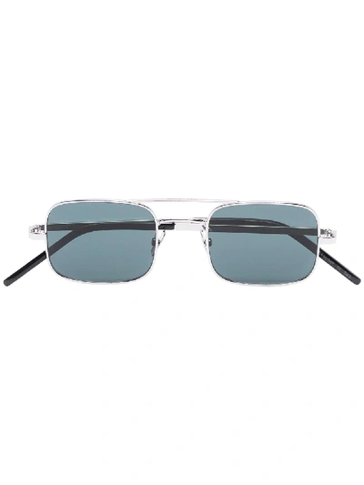 Shop Saint Laurent Square Sung Sunglasses In Silver