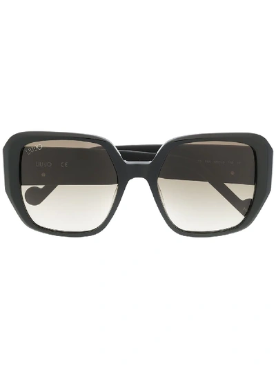 Shop Liu •jo Oversized Chunky Frame Sunglasses In Black