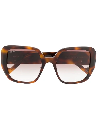 Shop Liu •jo Oversized Tortoise-shell Sunglasses In Brown