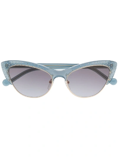 Shop Liu •jo Cat Eye Micro-stud Sunglasses In Blue