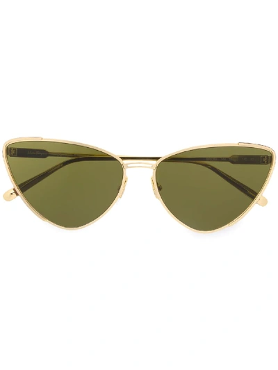 Shop Ferragamo Cat-eye Frame Sunglasses In Gold