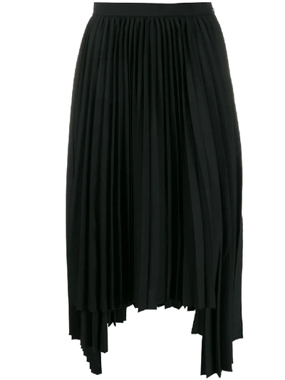 Shop Juunj Asymmetric Pleated Skirt In Black
