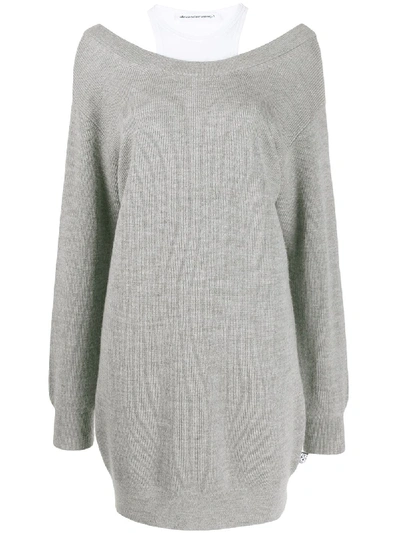 Shop Alexander Wang T Oversized-pullover Im Lagen-look In Grey