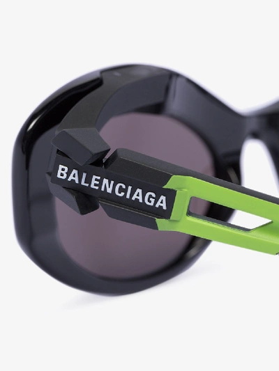Shop Balenciaga Eyewear Black Oversized Cat Eye Sunglasses