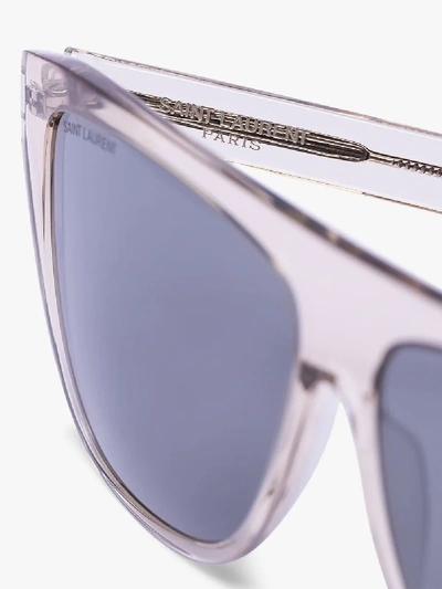 Shop Saint Laurent Eyewear Grey Slim Frame Sunglasses