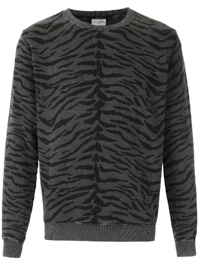 Shop Saint Laurent Animal Print Sweatshirt In Black