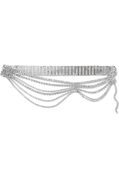 Shop Black & Brown Crystal-embellished Silver-tone Belt In White