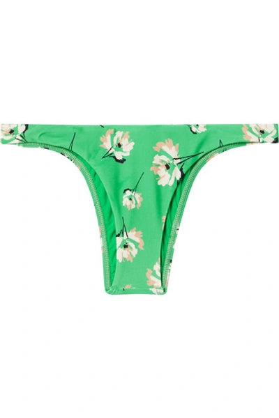 Shop Vix Petals Amber Floral-print Bikini Briefs In Bright Green