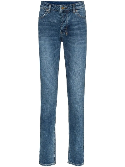 Shop Ksubi Van Wrinkle Slim-fit Jeans In Blue