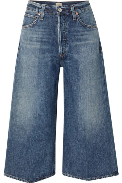 Shop Citizens Of Humanity Emily Cropped High-rise Wide-leg Jeans In Mid Denim