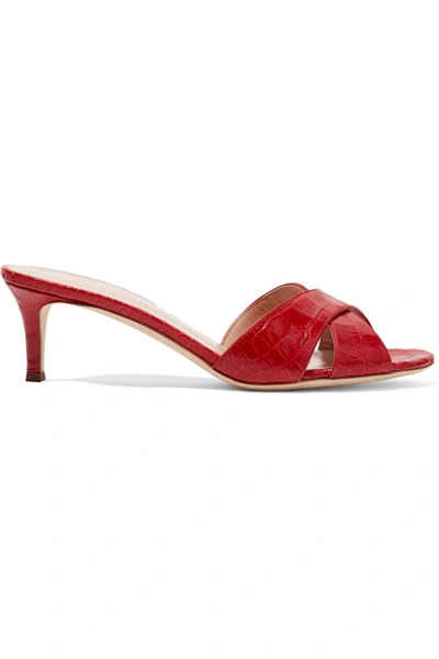 Shop Giuseppe Zanotti Croc-effect Leather Sandals In Crimson