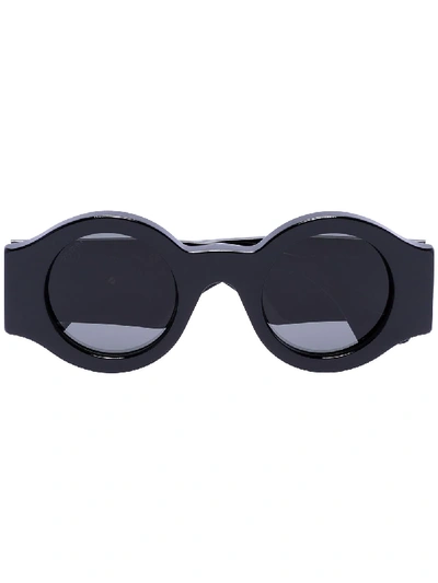 Shop Gucci Gg Plaque Round Sunglasses In Black