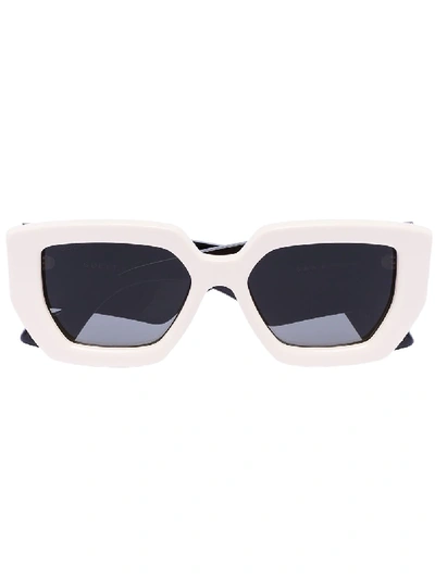 Shop Gucci Rectangular Tinted Sunglasses In Neutrals