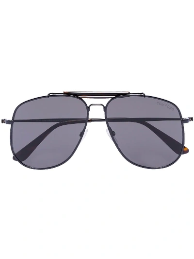 Shop Tom Ford Connor Aviator Sunglasses In Black