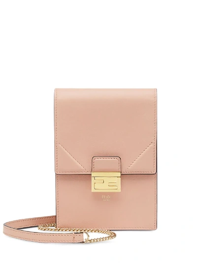 Shop Fendi Kan U Vertical Wallet On Chain In Pink