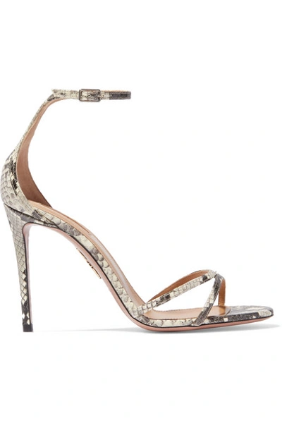 Shop Aquazzura Purist 105 Elaphe Sandals In Snake Print