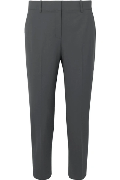 Shop Theory Treeca Stretch-wool Tapered Pants In Navy