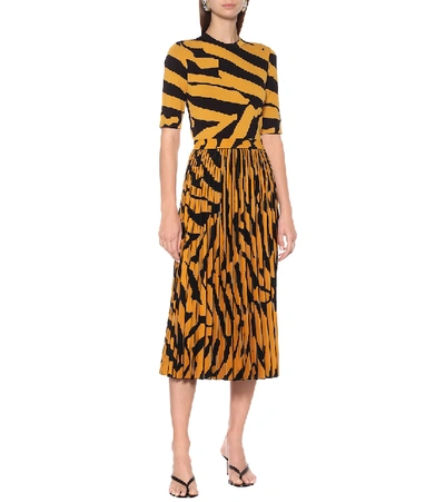 Shop Proenza Schouler Pleated Zebra-jacquard Midi Skirt In Multicoloured