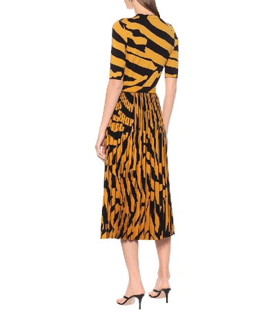 Shop Proenza Schouler Pleated Zebra-jacquard Midi Skirt In Multicoloured