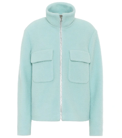 Shop Helmut Lang Wool-blend Funnel-neck Jacket In Blue