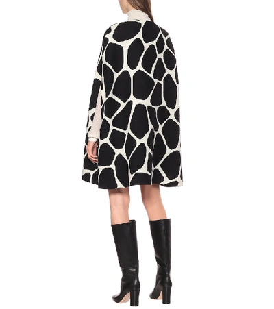 Shop Valentino Printed Wool And Silk Cape In Black